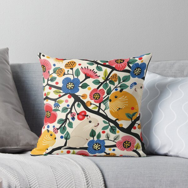 Item preview, Cute hamsters and colourful flowers contemporary pattern designed and sold by Folksy Living.