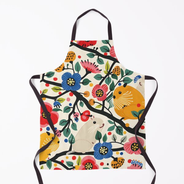Artikelvorschau, Modernes Muster mit niedlichen Hamstern und bunten Blumen entworfen und verkauft von Folksy Living.