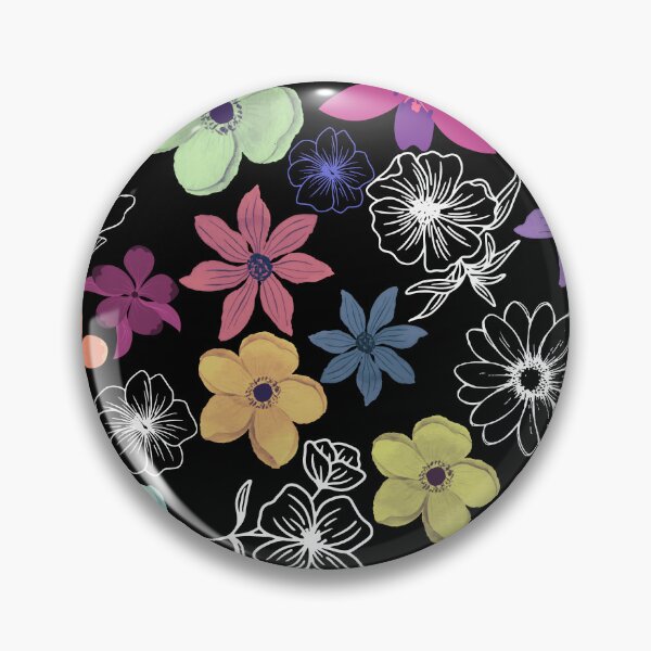 Item preview, Multiple coloured floral seamless pattern with black background. designed and sold by Chicas-wonder.