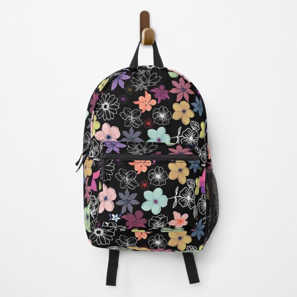 Item preview, Multiple coloured floral seamless pattern with black background. designed and sold by Chicas-wonder.
