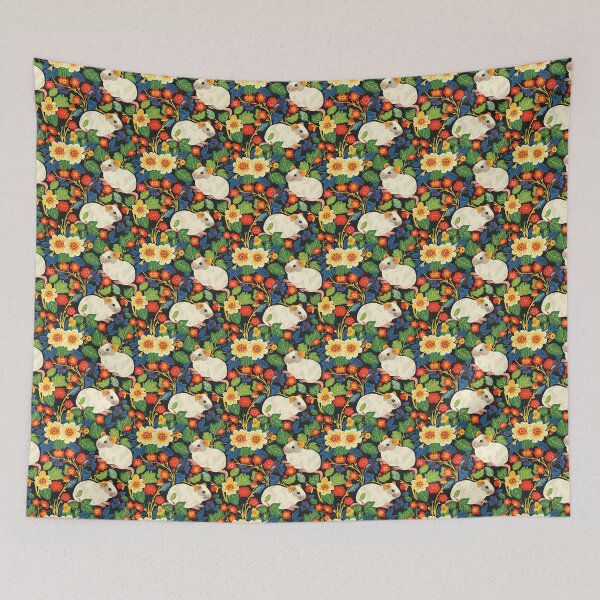 Item preview, Cute white hamsters and colourful flowers contemporary pattern designed and sold by Folksy Living.