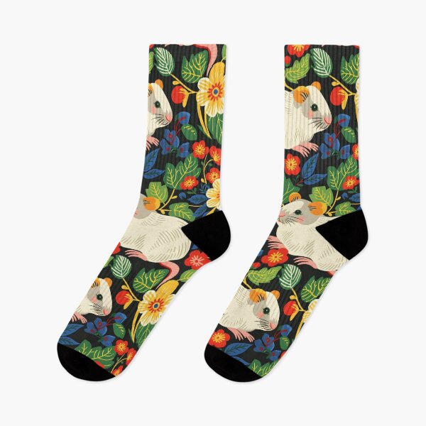 Item preview, Cute white hamsters and colourful flowers contemporary pattern designed and sold by Folksy Living.