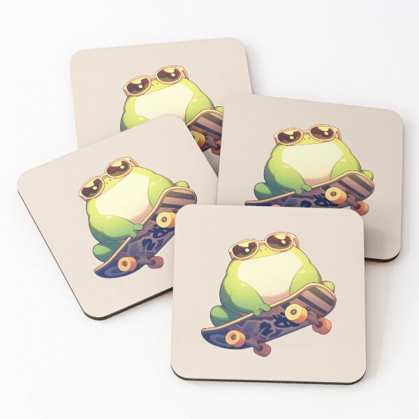 Item preview, Cute Kawaii Happy Froggy Skateboarding Frog designed and sold by CozyKawaiiArt.