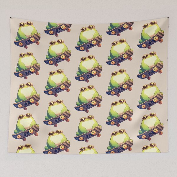 Item preview, Cute Kawaii Happy Froggy Skateboarding Frog designed and sold by CozyKawaiiArt.