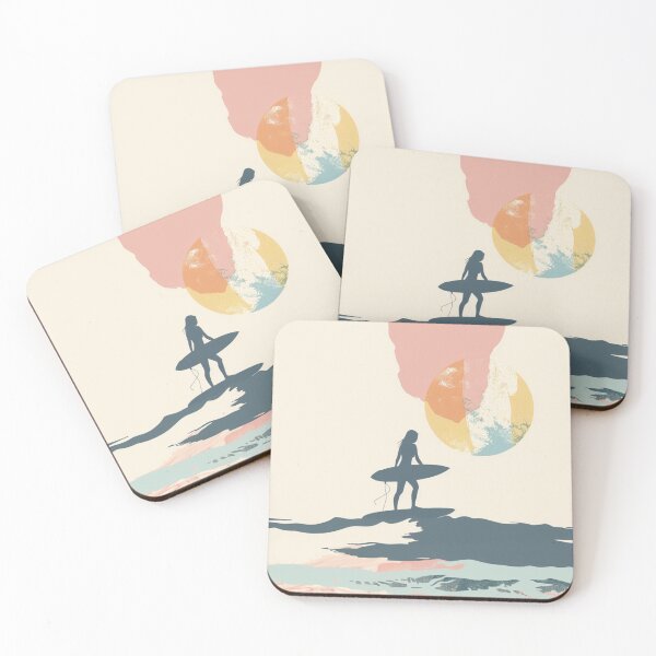 Item preview, Surfer girl minimalist design pastel colors Active Outdoors Inspired Art designed and sold by CDC40.