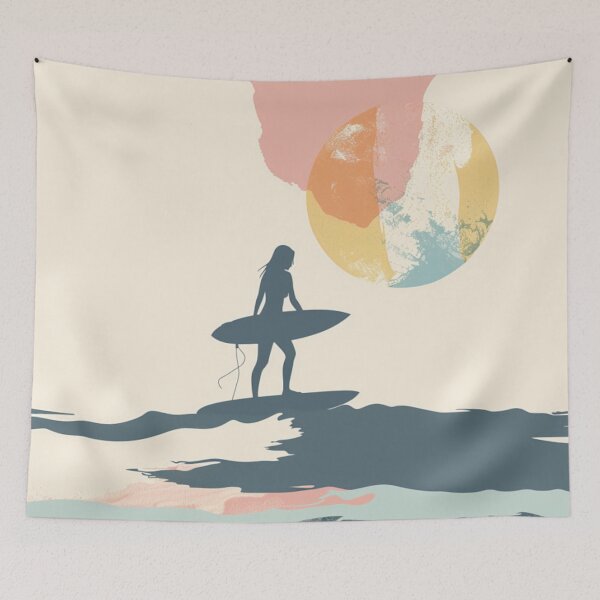 Item preview, Surfer girl minimalist design pastel colors Active Outdoors Inspired Art designed and sold by CDC40.