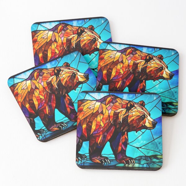 Item preview, Stained Glass Abstract Grizzly Bear designed and sold by Gilby-Designs.