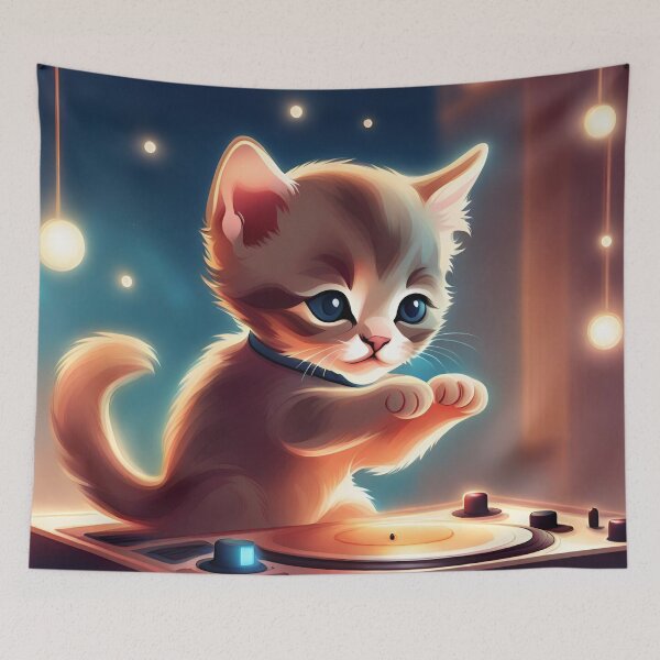 Item preview, Cat is a dj. designed and sold by NextDoorToMe.