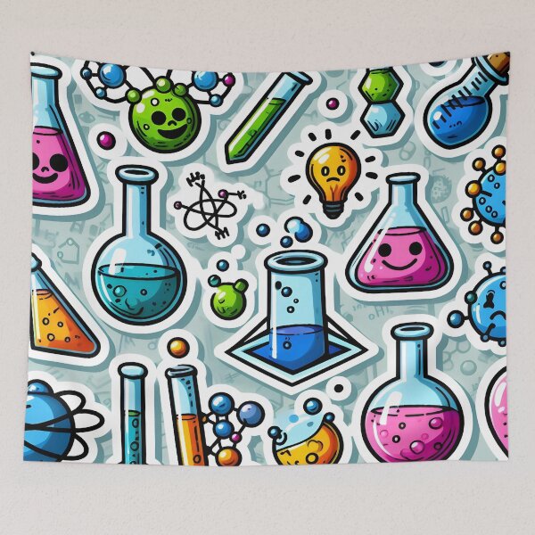 Item preview, Happy Science - Chemistry Fun Comic Sticker designed and sold by Molecularmerch.