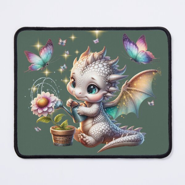 Item preview, little cute dragon waters flowers with butterflies designed and sold by Lunaawga.