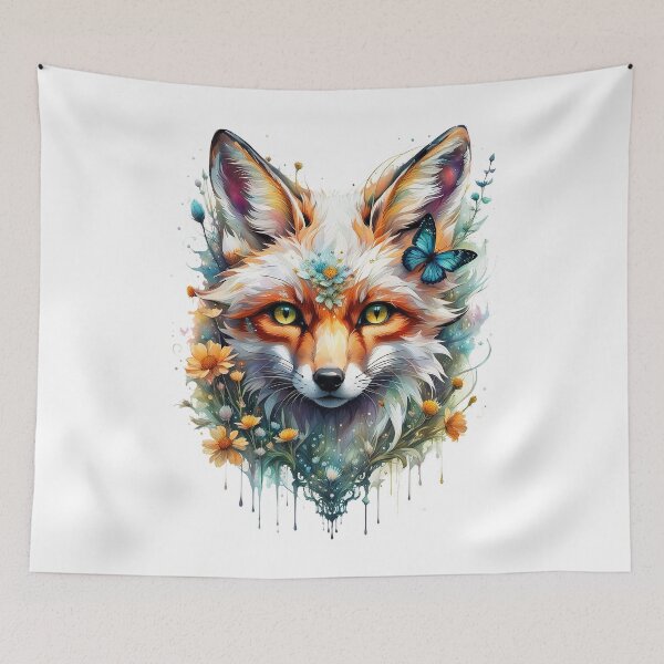 Item preview, Fox with flowers designed and sold by Talpha.