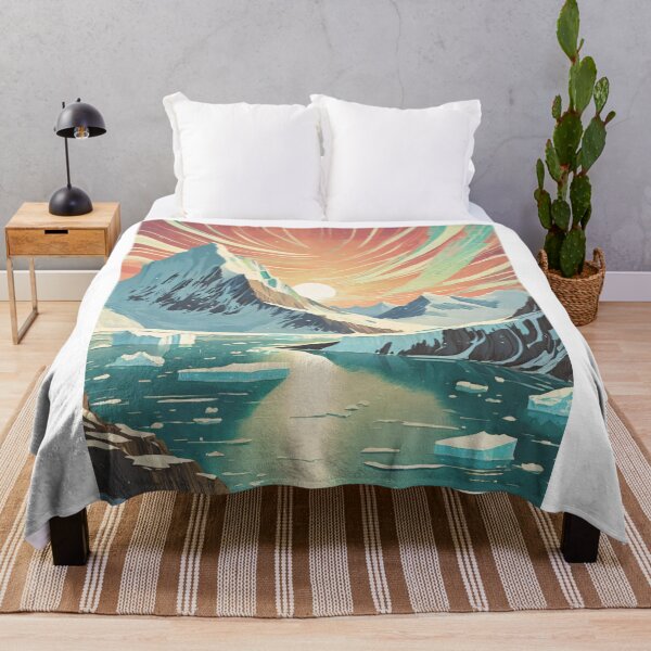 Item preview, Retro Greenland Sunset - Vintage travel poster with Northern Lights designed and sold by pod24.