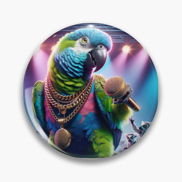 Item preview, Parrot with striking green and blue feathers stands on stage under the bright lights of the spotlights designed and sold by AndreaMart.
