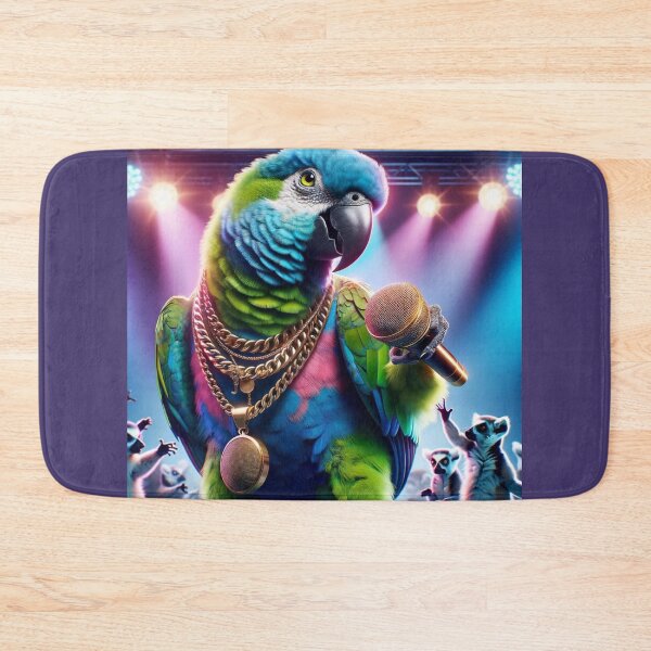 Item preview, Parrot with striking green and blue feathers stands on stage under the bright lights of the spotlights designed and sold by AndreaMart.