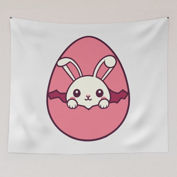 Item preview, Curious Bunny Peeking Out of a Pink Easter Egg designed and sold by Colorful Dreams.