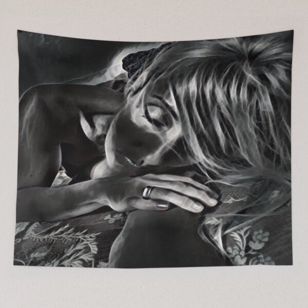 Aperçu de l'œuvre Portrait de jeune fille en noir et blanc créée et vendue par TheOrderedBox.