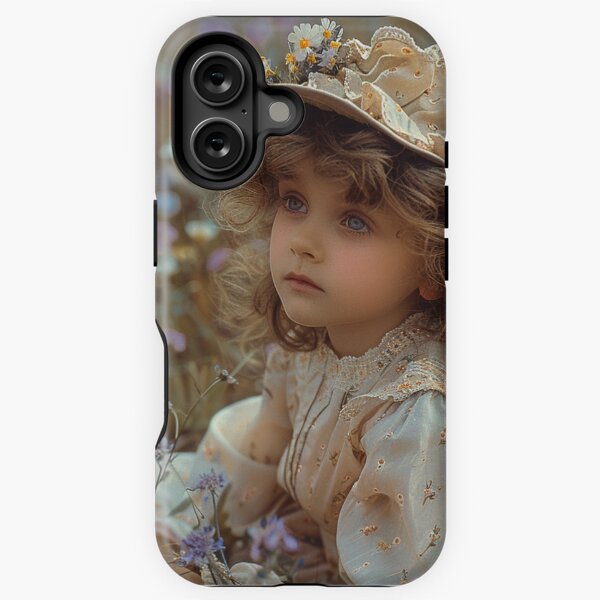 Item preview, Edwardianisches Autochrom-Vintage-Foto eines jungen Mädchens in einem Feld lila Wildblumen designed and sold by HollywoodInked.