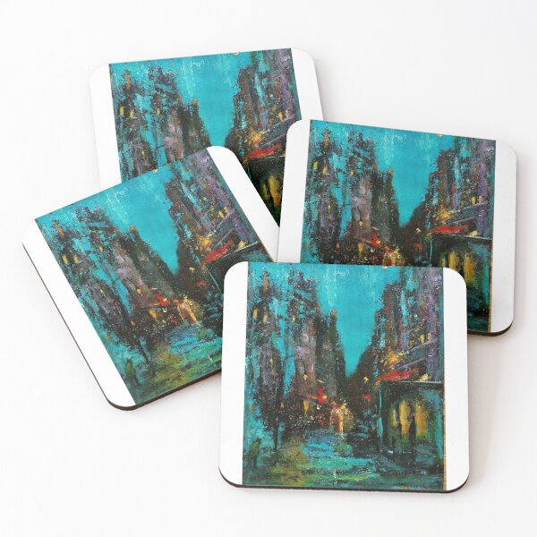 Item preview, Rainy night, original acrylic hand painted art  designed and sold by SashaBrisac.