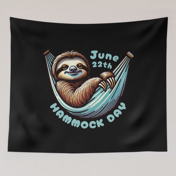 Item preview, Hammock Day 22th June Cute Sloth designed and sold by SeledineArt.
