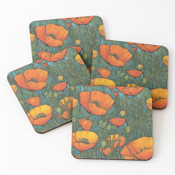 Item preview, California Poppy Flower Pattern designed and sold by FunnyT-Shirts.