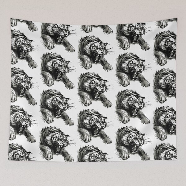 Item preview, Wild Tiger Wild Cat Attack Big Cat Pencil Sketch Jungle Nature Art Draw designed and sold by Cr320.