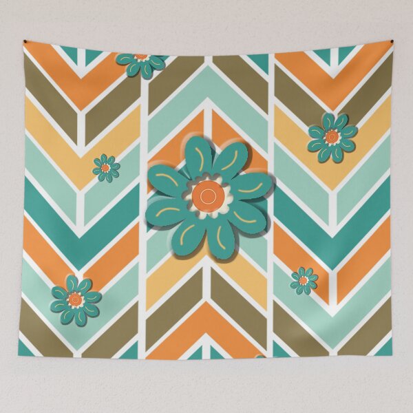Item preview, Aqua, Peach Chevron Pattern A-Line Dress designed and sold by Art.Fusion.Studio.