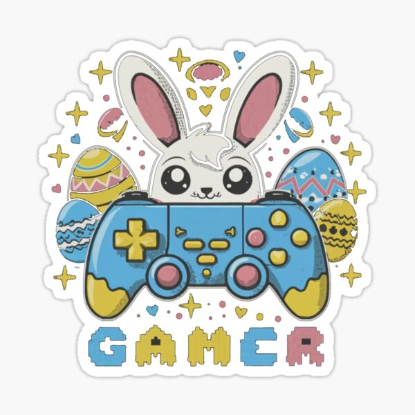 Happy Easter Bunny Egg Video Game Boys Kids Men Easter Gamer  Art