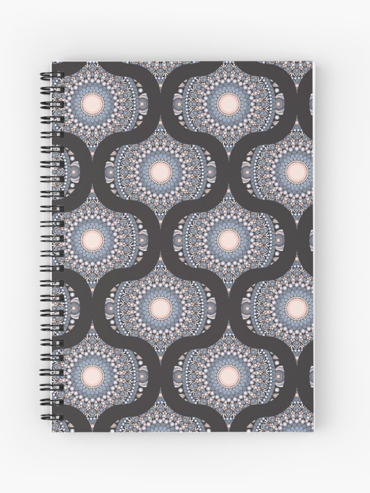 Journal, Ornate Apricot Serenity Dot Mandala Mid Mod Ogee designed and sold by Triplicate Limited