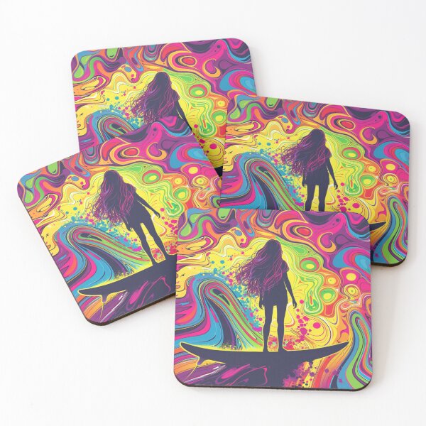 Item preview, Surfer girl psychedelic design Active Outdoors Inspired Art designed and sold by CDC40.
