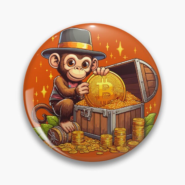 Artikelvorschau, Ein Affe mit einer Truhe voller Bitcoins entworfen und verkauft von CryptoFunMerch.