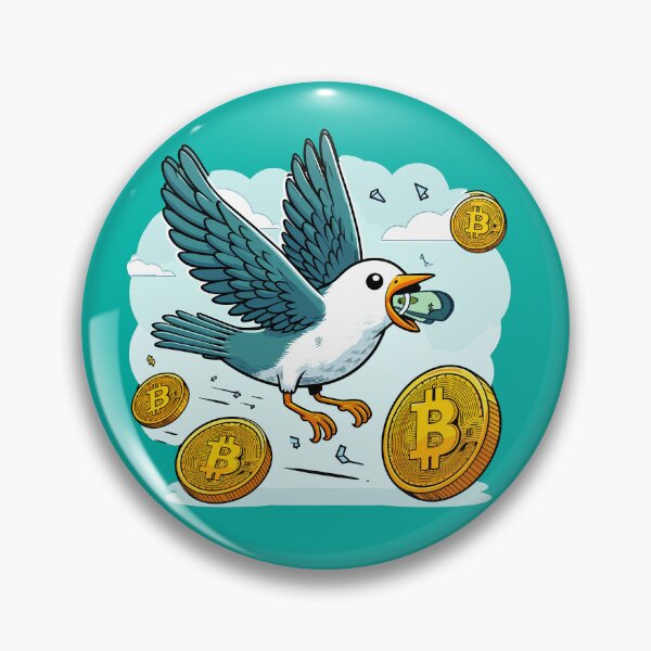 Artikelvorschau, Ein Vogel der mit einem Bündel Dollar Scheinen im Schnabel in den Himmel fliegt. entworfen und verkauft von CryptoFunMerch.