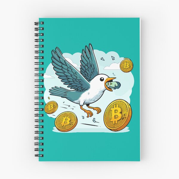 Artikelvorschau, Ein Vogel der mit einem Bündel Dollar Scheinen im Schnabel in den Himmel fliegt. entworfen und verkauft von CryptoFunMerch.