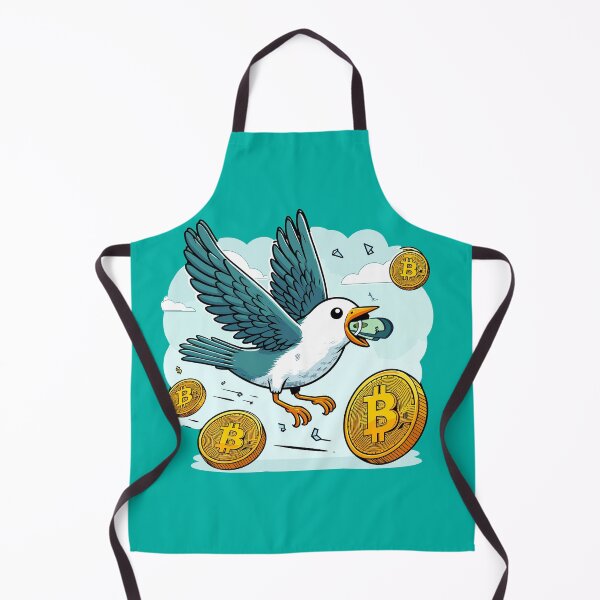 Artikelvorschau, Ein Vogel der mit einem Bündel Dollar Scheinen im Schnabel in den Himmel fliegt. entworfen und verkauft von CryptoFunMerch.