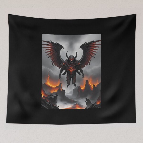 Item preview, Majestic demon flying over a burning lava landscape designed and sold by Frostquest.