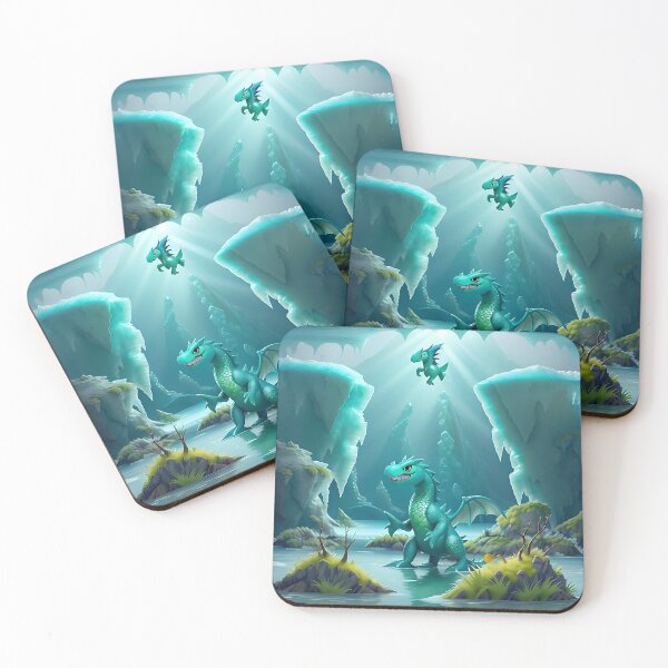Item preview, Mystical anime sea dragon fascinating underwater world with floating ice blocks designed and sold by Frostquest.