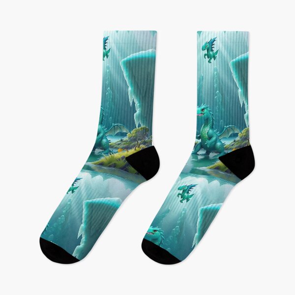 Item preview, Mystical anime sea dragon fascinating underwater world with floating ice blocks designed and sold by Frostquest.