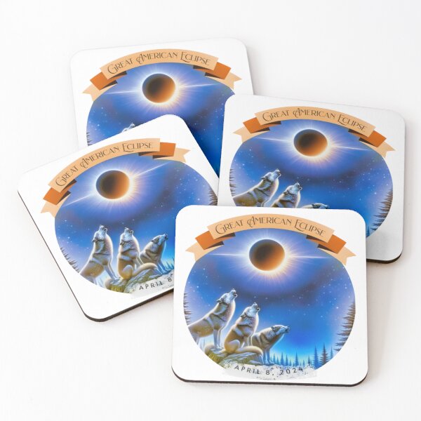 Item preview, Wolves of the Great American Eclipse - April 8, 2024 Commemorative Artwork designed and sold by gleefulme.