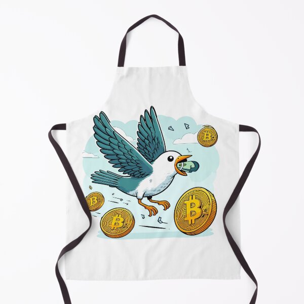 Artikelvorschau, Ein Vogel der mit einem Bündel Dollar Scheinen im Schnabel in den Himmel fliegt. entworfen und verkauft von CryptoFunMerch.