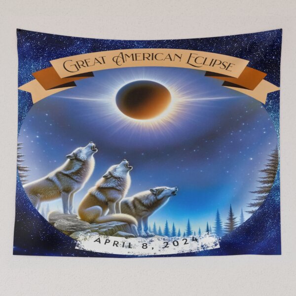 Item preview, Wolves of the Great American Eclipse - April 8, 2024 Commemorative Artwork designed and sold by gleefulme.