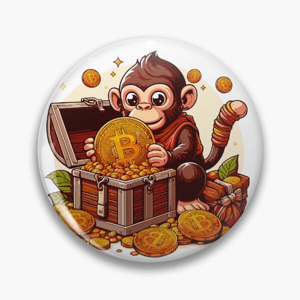 Item preview, Monkey with a chest full of bitcoins designed and sold by CryptoFunMerch.