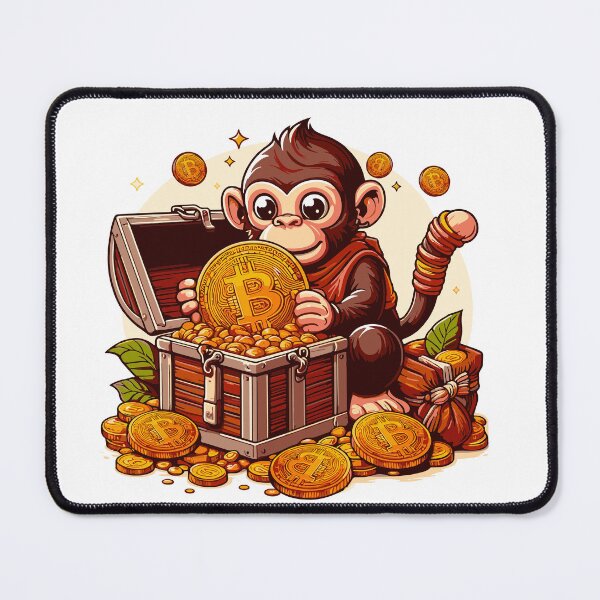 Item preview, Monkey with a chest full of bitcoins designed and sold by CryptoFunMerch.