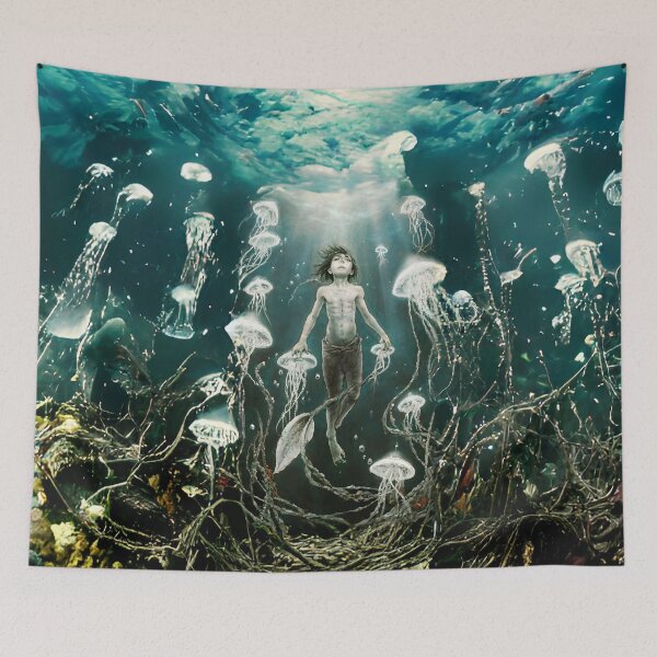 Item preview, Human-Mermaid Hybrid and Jellyfish - Desperate Boy designed and sold by MarinaFila.