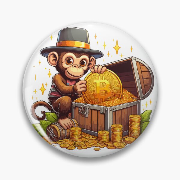 Artikelvorschau, Ein Affe mit einer Truhe voller Bitcoins entworfen und verkauft von CryptoFunMerch.