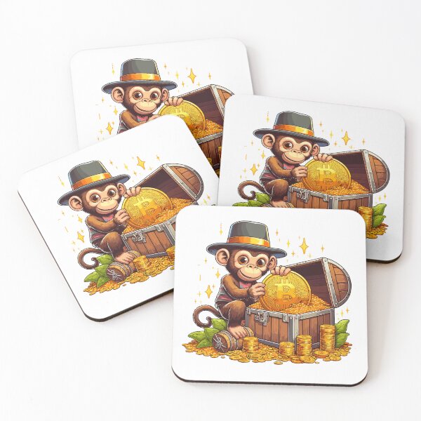 Item preview, A monkey with a chest full of Bitcoins designed and sold by CryptoFunMerch.