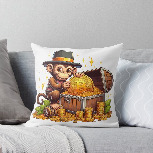 Artikelvorschau, Ein Affe mit einer Truhe voller Bitcoins entworfen und verkauft von CryptoFunMerch.