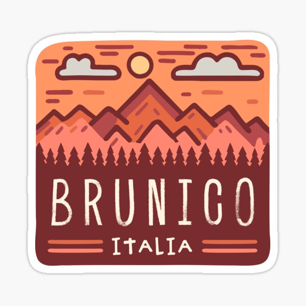 Item preview, Brunico Italia minimalist doodle landscape badge  designed and sold by InvestingRoad.