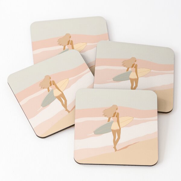 Item preview, Surfer girl minimalist design pastel colors Active Outdoors Inspired Art designed and sold by CDC40.