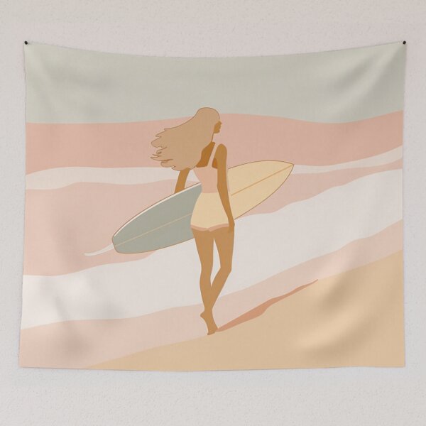 Item preview, Surfer girl minimalist design pastel colors Active Outdoors Inspired Art designed and sold by CDC40.
