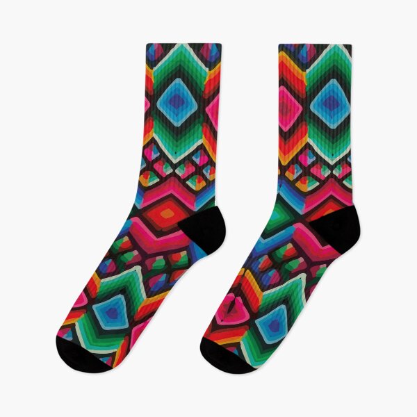 Item preview, Psychedelic geometric multicolor vibrant textile mexican folk art designed and sold by T-Mex.