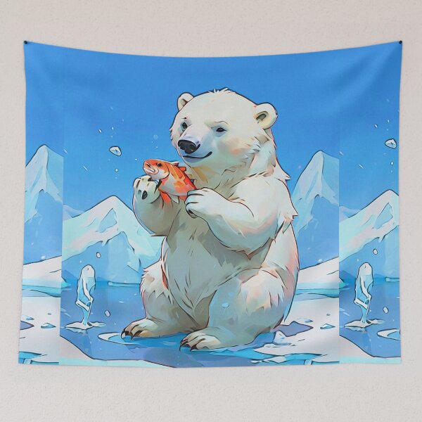 Item preview, Polar Bear Cub Playing with Fish designed and sold by NaturePrints.